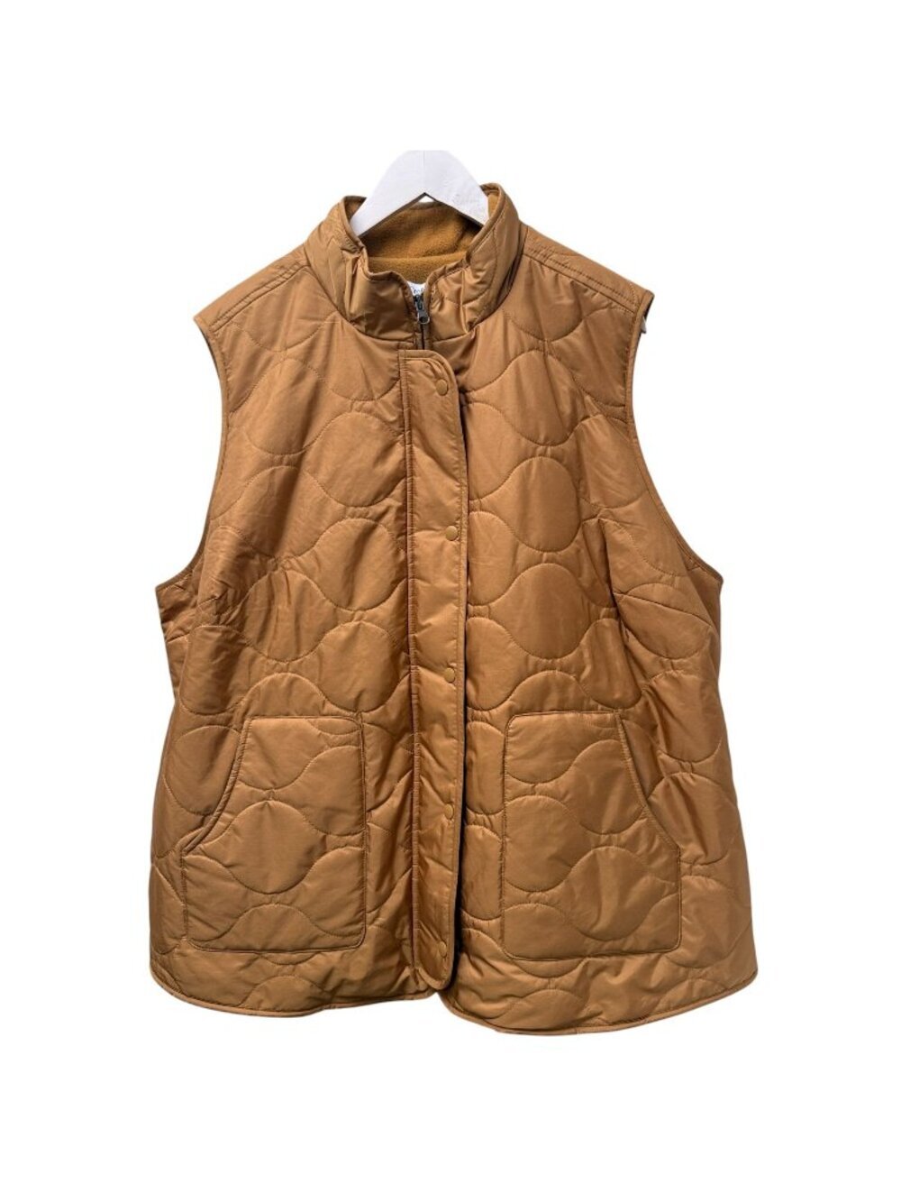 Croft & Barrow Quilted Vest Plus Size 3X Camel Tan Fleece Lined NWT